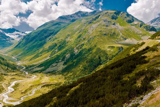 Scenic Switzerland Alps Summer Landscape. Switzerland, Europe. Mountains Landscape.