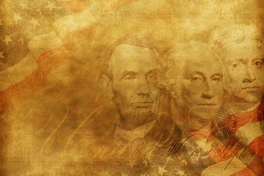 United States of America Presidents Background Illustration. Vintage Style American Background. Independence Backdrop.