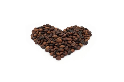 Coffee beans in heart shape