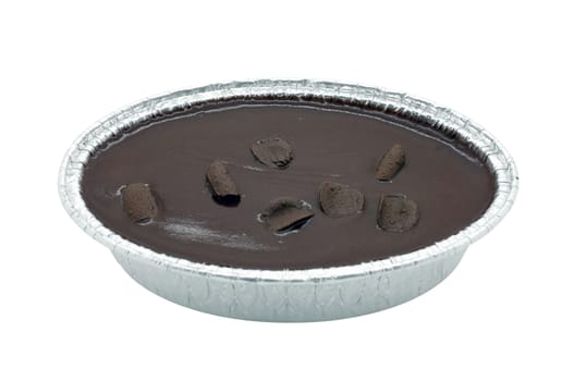 Chocolate cake in foil oval box