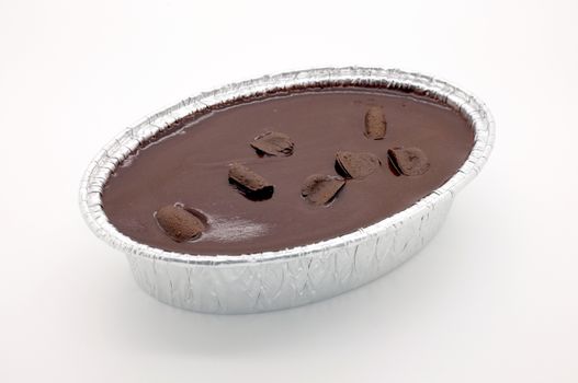 Chocolate cake in foil oval box
