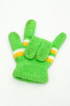 Knitted woolen gloves, winter gloves I love you symbol
