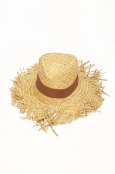Straw hat, summer panama isolated on a white background