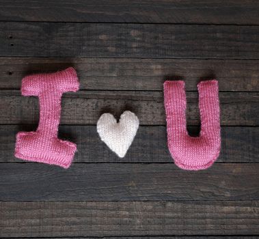 Amazing valentine background in pink colour, symbol of heart, i love you message, rose flower, all gift make handmade, knit from yarn, Valentines day on feb 14 is romantic day for love