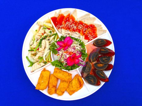 Preserved egg salad with side dishes