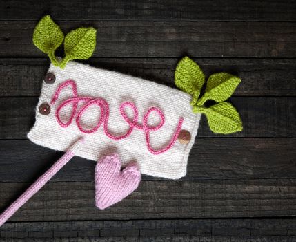 Amazing valentine background in pink colour, symbol of heart, i love you message, rose flower, all gift make handmade, knit from yarn, Valentines day on feb 14 is romantic day for love