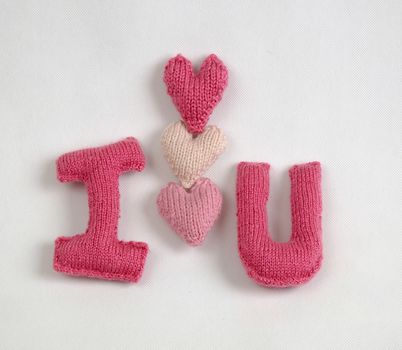 Amazing valentine background in pink colour, symbol of heart, i love you message, rose flower, all gift make handmade, knit from yarn, Valentines day on feb 14 is romantic day for love