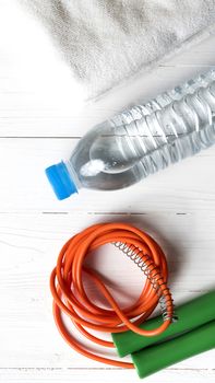 fitness equipment:water bottle,towel,rope