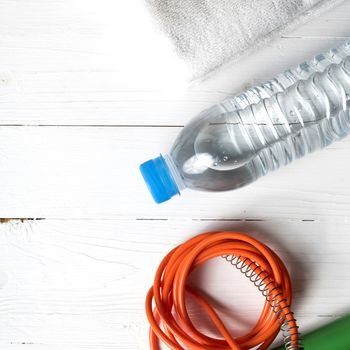 fitness equipment:water bottle,towel,rope