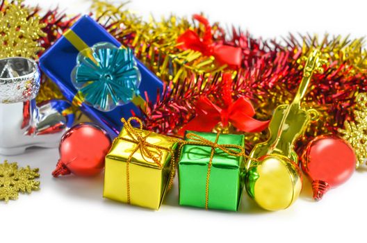 Composition of the Christmas decorations on white background