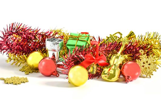 Composition of the Christmas decorations on white background