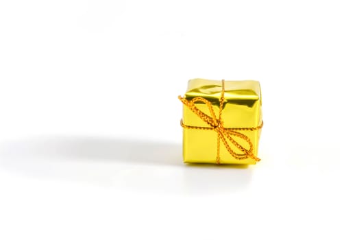 yellow color gift box on white background