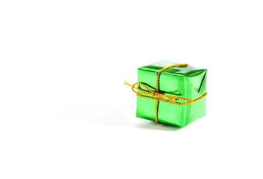 green color gift box on white background
