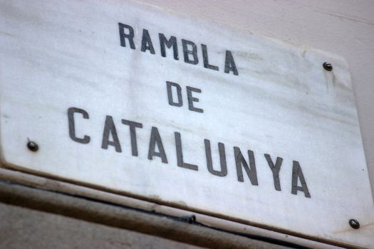 Rambla de Catalunya Street Sign in Barcelona, Spain