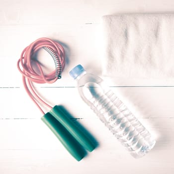 fitness equipment:water bottle,towel,rope vintage style