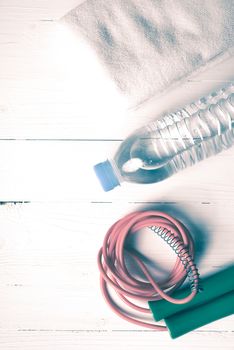 fitness equipment:water bottle,towel,rope vintage style