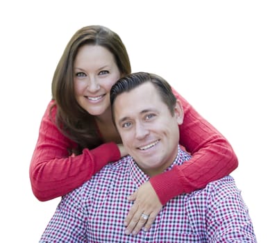 Attractive Happy Caucasian Couple Portrait Isolated on a White Background.