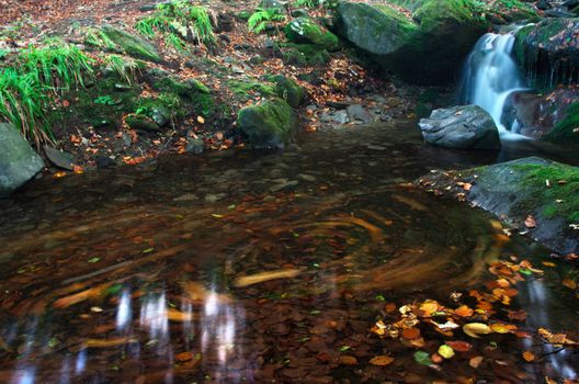 beautiful waterfall scene, ukraine carpathian shipot waterfall