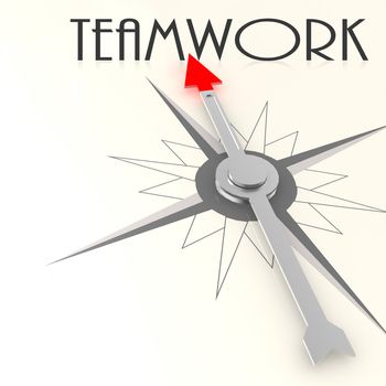 Compass with teamwork word image with hi-res rendered artwork that could be used for any graphic design.