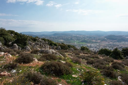Typical nature view landscape of the Galilee area in Israel                               