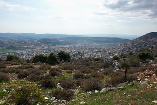 Typical nature view landscape of the Galilee area in Israel                               