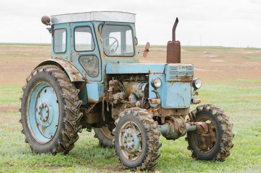 Solodniki, Russia - May 13, 2015: Diesel wheeled tractor T-40 production Lipetsk Tractor Plant
