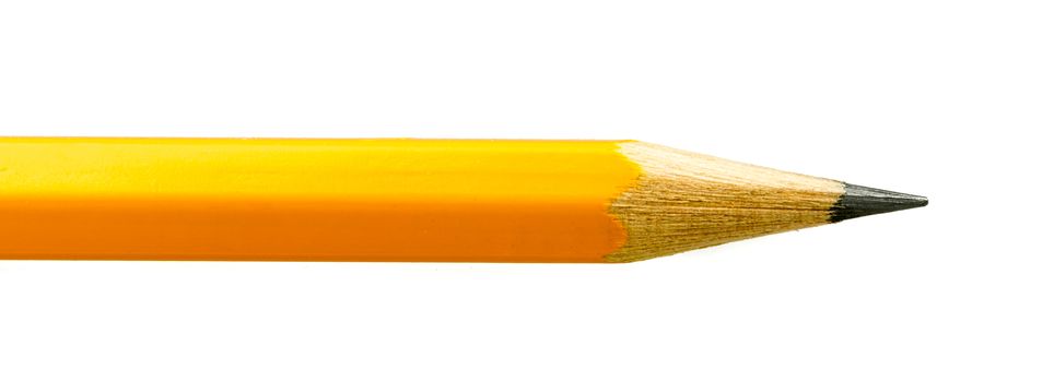 Yellow Pencil Close Up isolated on a white background.
