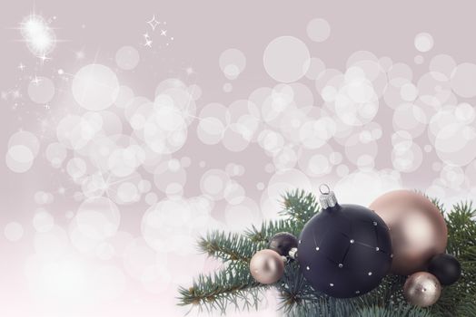 Christmas decoration with ball ornaments over abstract background