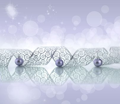 Christmas decoration with ball ornaments over abstract background