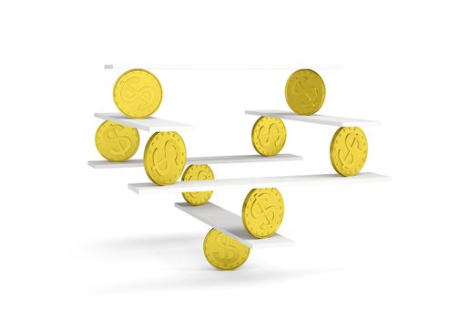 Financial balance, stable equilibrium on isolated white background