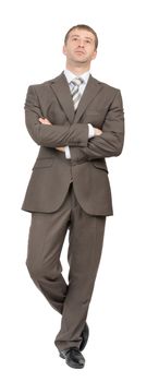 Front view of businessman on isolated white background