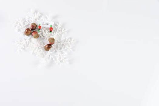 New year and christmas decoration on white background