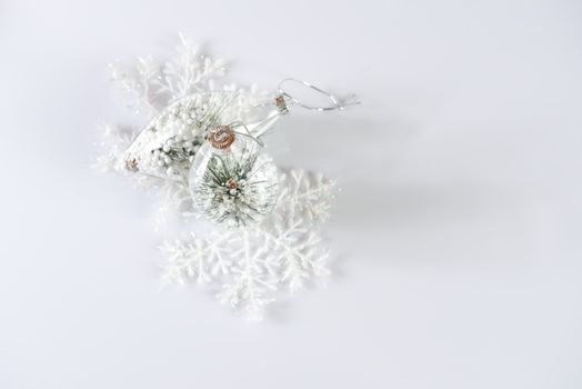 New year and christmas decoration on white background