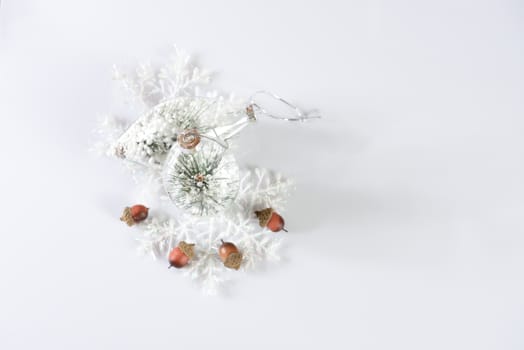 New year and christmas decoration on white background