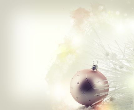 Christmas decoration with ball ornament over abstract background