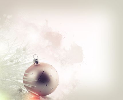 Christmas decoration with ball ornament over abstract background