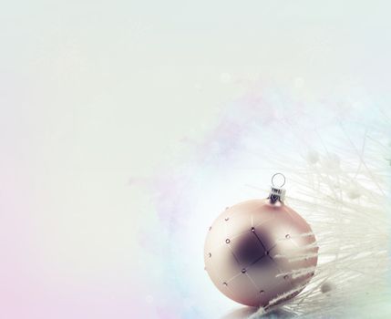 Christmas decoration with ball ornaments over abstract background