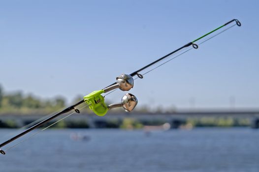 Call on a rod when fishing in the summer sunny day
