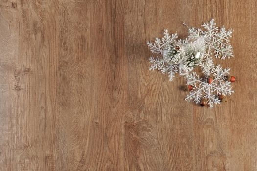 christmas balls decoration on wood floor