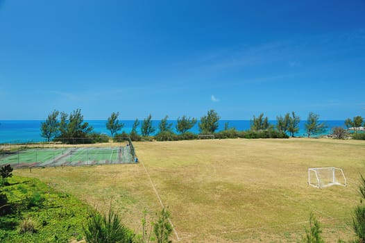 Sport field next to sea in Bermuda island