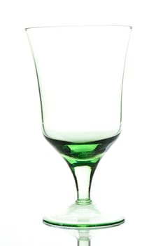 Empty glass staying on a white background
