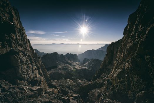 Mountain landscape in the Sierra Nevada mountains, California