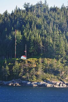 Radio antenna station in a canada forest