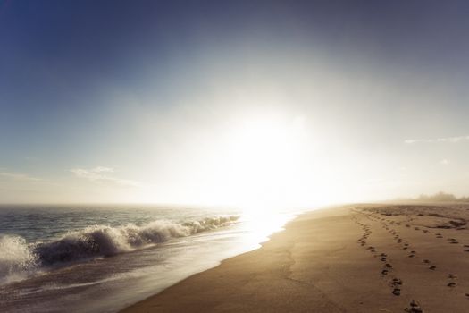 Photograph shows a coastal landscape in Rhode Island