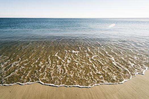 Photograph shows a coastal landscape in Rhode Island