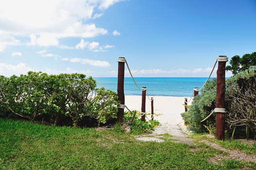 exit on blue beach with white sand