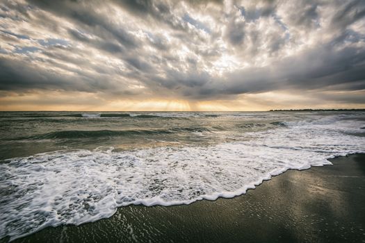 Photograph shows a coastal landscape in Rhode Island