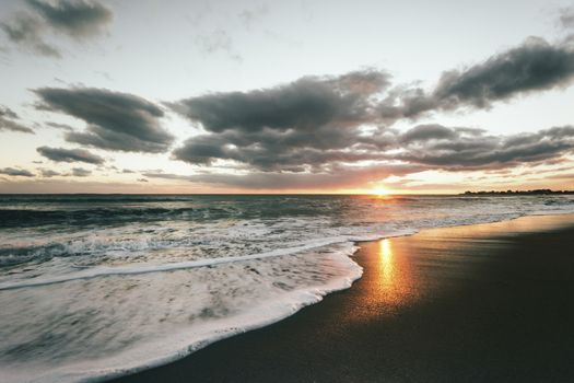 Photograph shows a coastal landscape in Rhode Island