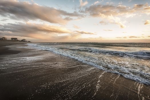 Photograph shows a coastal landscape in Rhode Island