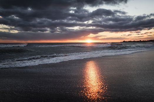 Photograph shows a coastal landscape in Rhode Island
